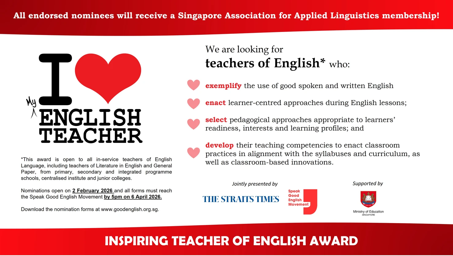 Inspiring Teacher of English Award